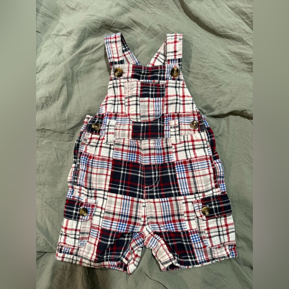 Gymboree Red and Blue Plaid Overalls